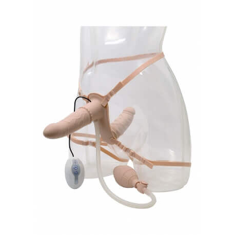 Strap-On Double Inflatable Vibrating Col. Meat