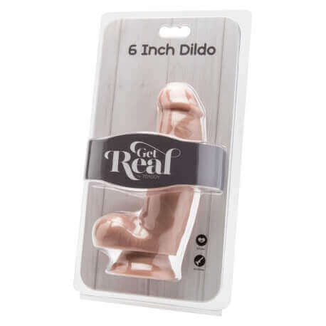 Realistic Dildo 6 Inch with Balls-Flesh Color and Black