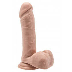 Realistic Dildo 7 Inch with Balls-Flesh Color and Black