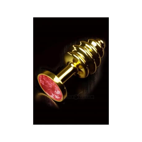 Plug anal gold small ribbed 7.5 cm