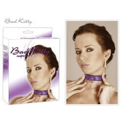 COLLAR BAD KITTY COLLAR IN LEATHER-QUILTED - PURPLE